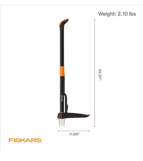 34 in. Stand up 4 Claw Long Handle Weed Puller Tool; Heavy Duty Garden, Lawn and Dandelion Weeder, Easy-Eject No Bending