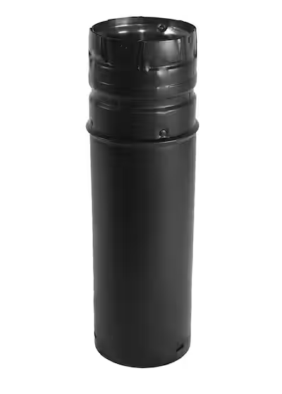 PelletVent for Multi-Fuel 3in. Diameter X 12in. Adjustable Pipe Length, Black