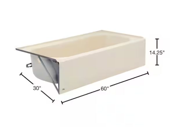 Aloha 60 in. x 30 in. Alcove Soaking Bathtub with Right Drain in Bone