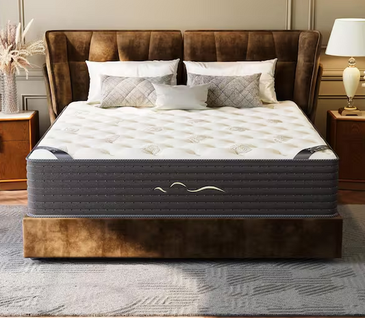 King Firm Hybrid Gel Memory Foam 12 in. Pillow Top Breathable Cashmere Fabric and Flipable Mattress SupportCooling