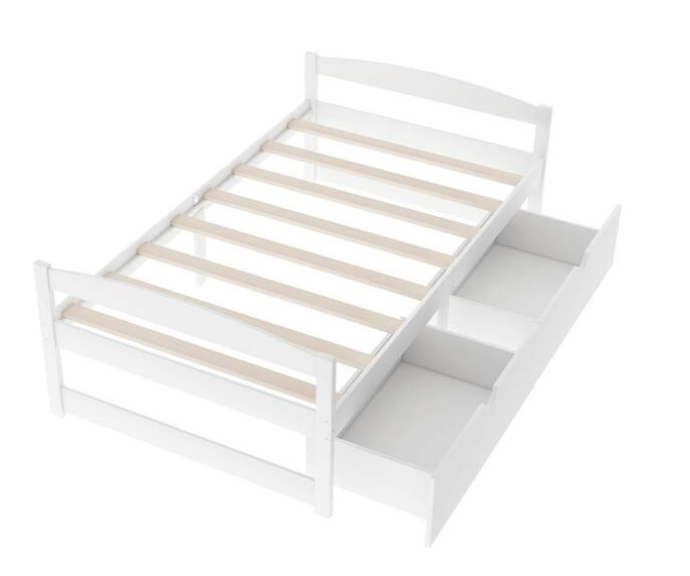 White Modern Wood Daybed with 2-Drawers Twin Size Platform Bed Captains Bed Storage Bed Frame No Spring Box Needed