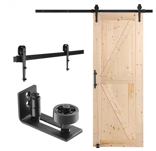 Barn Door and Hardware Kit, 30 x 84 x 1.38 in. Wood Sliding Barn Door, Smoothly and Quietly, Access Door