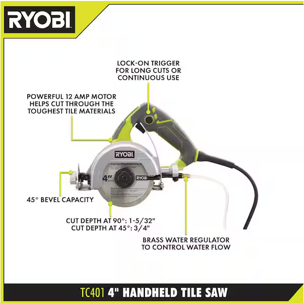 12 -Amps 4 in. Blade Corded Wet Tile Saw