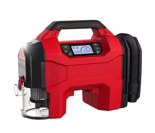 3-in-1 160 PSI Portable Electric Air Compressor, Car Vacuum, Dust Blower with LED Light Cordless 20-Volt & 12-Volt Power