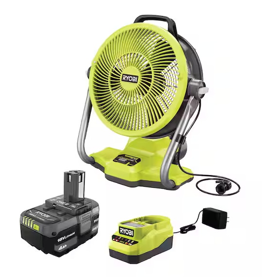 ONE+ 18V Cordless Hybrid WHISPER SERIES 12 in. Misting Air Cannon Fan Kit with 4.0 Ah Battery and Charger pcl850k1