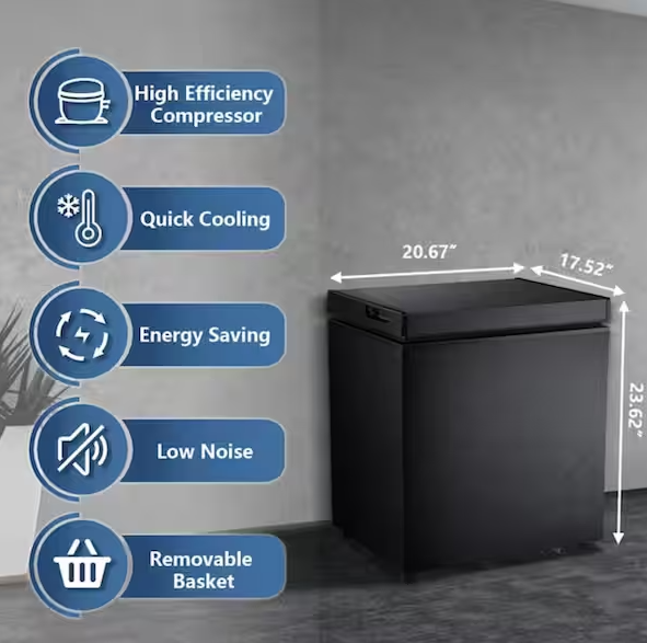 Garage Ready 20.67 in. 1.8 cu. ft. Manual Defrost Chest Freezer with Temperature Alarm Chest Freezer in Black