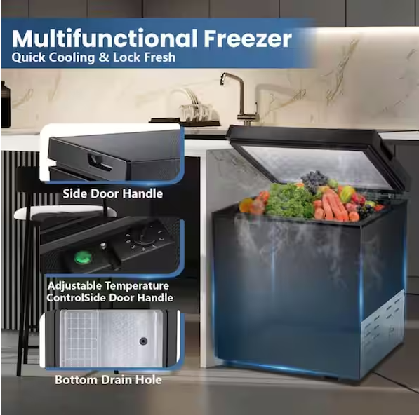 Garage Ready 20.67 in. 1.8 cu. ft. Manual Defrost Chest Freezer with Temperature Alarm Chest Freezer in Black