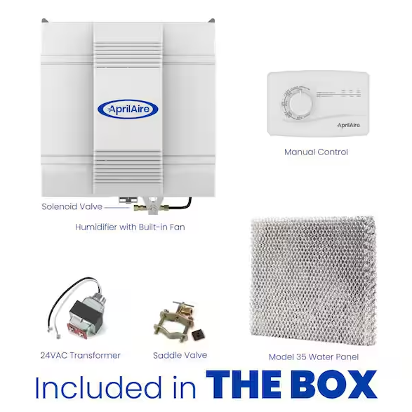 Fan-Powered Evaporative Whole-House Humidifier with Manual Control and Installation Kit, 18 Gal. Up to 5,300 sq. ft.