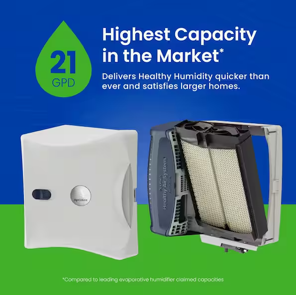 Whole-House Humidifier, 720A Water Saving, 21 Gal. Per Day for Up to 6,250 sq. ft. with Automatic Control