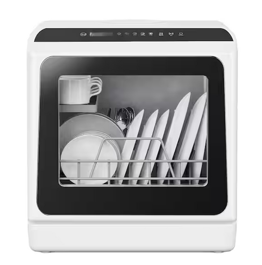17 in. Portable Countertop Dishwasher in White with 6-Cycles, 4-Place Settings Capacity, and 40 dBA