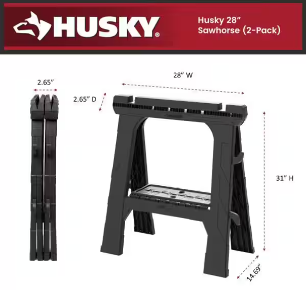 28 in. W x 31 in. H Folding Sawhorse (2-Pack)