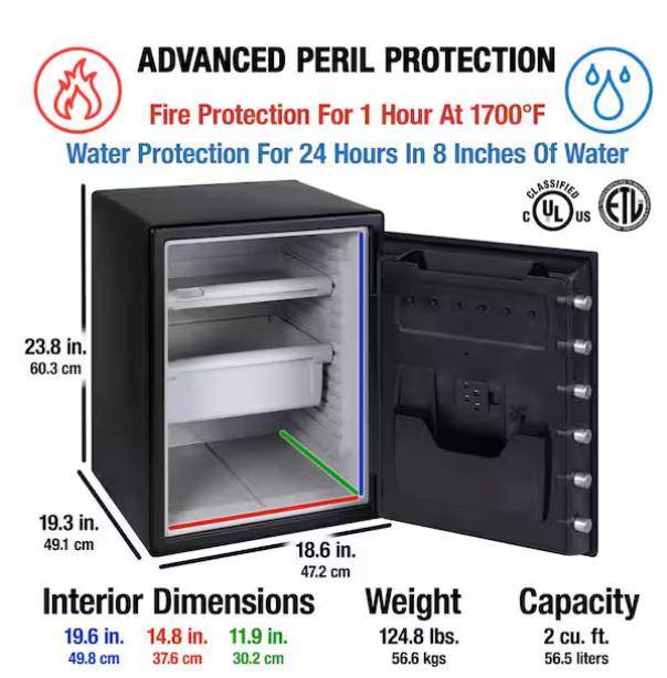 SentrySafe 2.0 cu. ft. Fireproof and Waterproof Safe with Touchscreen Combination Lock