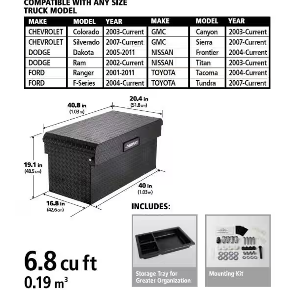 Husky Chest Truck Tool Box in Aluminum 40.8 in. Full Size Matte Black