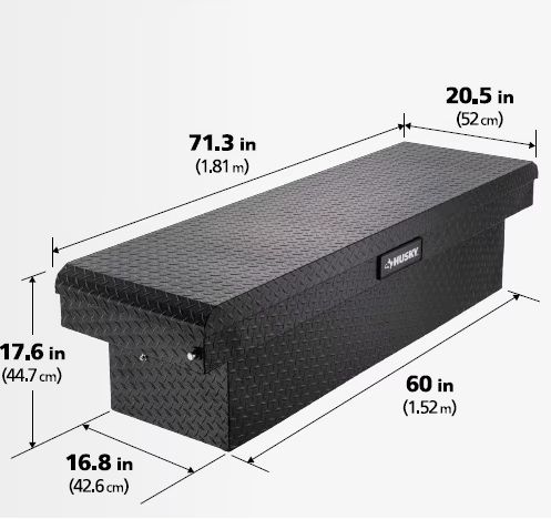Husky Crossbed Truck Tool Box in Aluminum, 71.36 in. Full-Size, in Matte Black