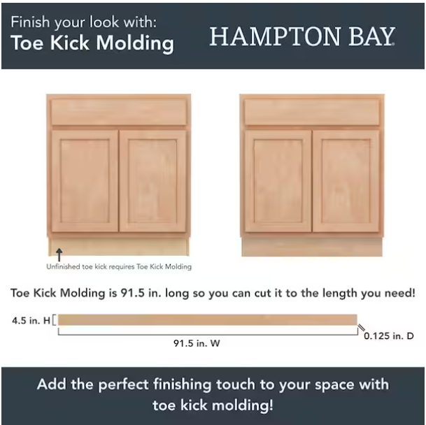 Hampton Bay Recessed Panel 21 in. W x 24 in. D x 34.5 in. H Assembled Base Kitchen Cabinet in Unfinished