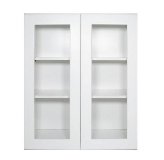 HOMEIBRO Newport Shaker White Ready to Assemble Wall Cabinet with 2-Doors 3-Shelves (30 in. W x 36 in. H x 12 in. D)