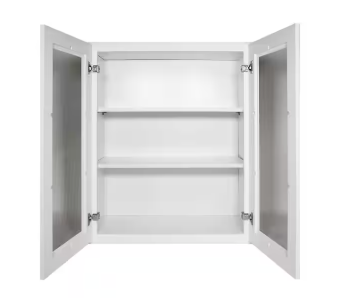 HOMEIBRO Newport Shaker White Ready to Assemble Wall Cabinet with 2-Doors 3-Shelves (30 in. W x 36 in. H x 12 in. D)