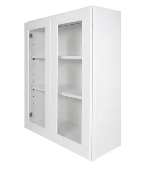 HOMEIBRO Newport Shaker White Ready to Assemble Wall Cabinet with 2-Doors 3-Shelves (30 in. W x 36 in. H x 12 in. D)