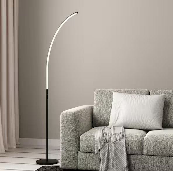 DSI LIGHTING Sorrell 62.5 in. Matte Black Integrated LED Arcing Floor Lamp with Adjustable Color Temperature and Dimming Switch
