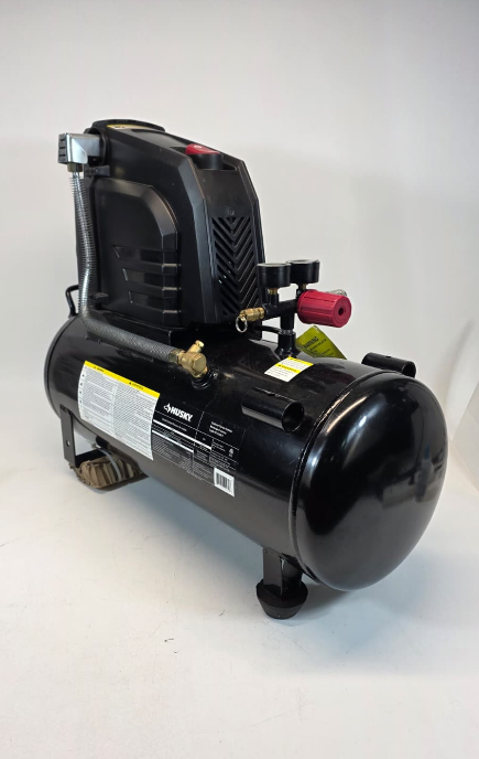 Husky 8 Gal. 150 PSI Portable Electric Oil-Free Horizontal Hotdog Air Compressor with Rubber Wheels and 1-Quick Coupler USED