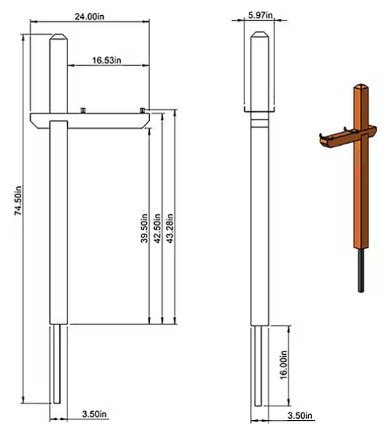Cedar Deluxe, Drive-In, Crossarm, Mailbox Post Kit, Natural