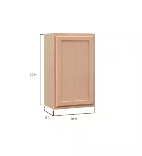 Recessed Panel 18 in. W x 12 in. D x 30 in. H Assembled Wall Kitchen Cabinet in Unfinished