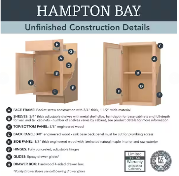 Recessed Panel 18 in. W x 12 in. D x 30 in. H Assembled Wall Kitchen Cabinet in Unfinished