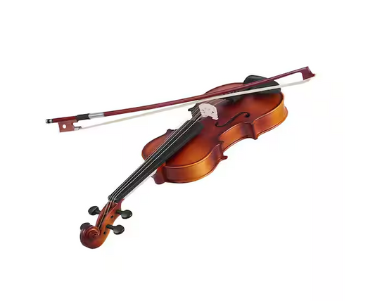 SKYSHALO Violin 1/4 Size Violin Fiddle Set w/ Hard Case Rosin Bow Shoulder Rest Bridge Tuner and Extra Strings Solidwood (Brown)