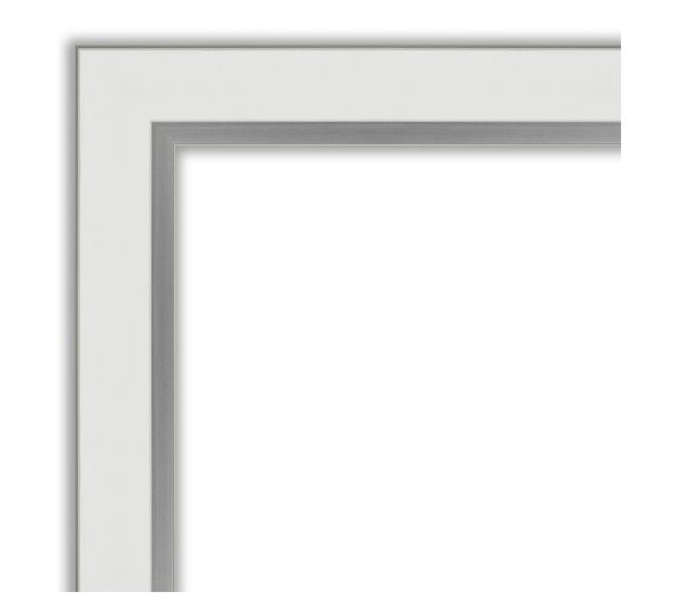Medium Rectangle Satin Silver MetallicWhite Beveled Glass Modern Mirror (23 in. H x 19 in. W)