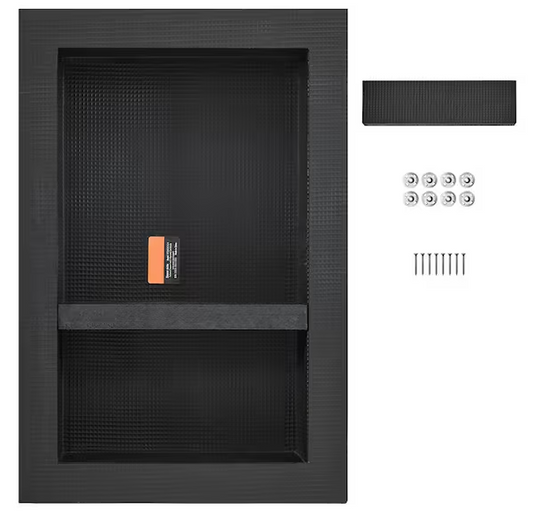 16 in. W x 24 in. H x 3.5 in. D Shower Niche Ready for Tile Double Shelf Organizer in Black