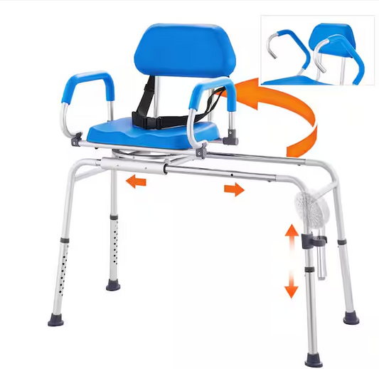 Sliding Tub Transfer Bench 13 in. W Freestanding Shower Bench Reversible Backrest Shower Bench in White