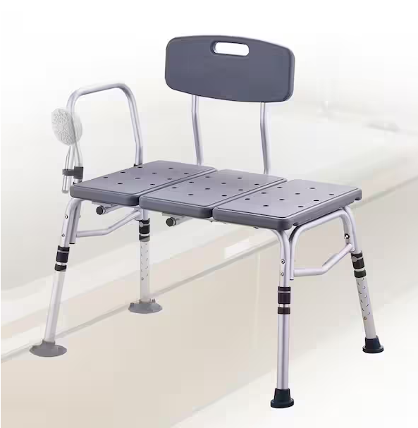 Tub Transfer Bench for Bathtub 16 in. W Freestanding Shower Bench Lightweight Shower Bench in Gray with Armrest