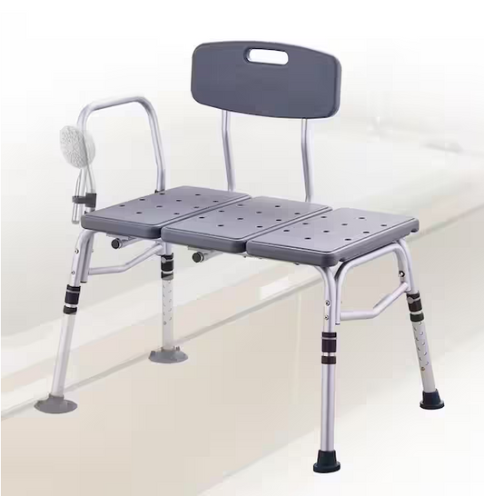 Tub Transfer Bench for Bathtub 16 in. W Freestanding Shower Bench Lightweight Shower Bench in Gray with Armrest