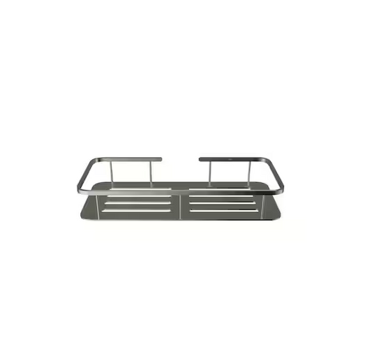 Passage 5.12 in. L x 2.9 in. H Metal Wall Rectangular Shower Shelf in Brushed Metal