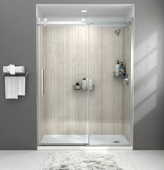 Passage 5.12 in. L x 2.9 in. H Metal Wall Rectangular Shower Shelf in Brushed Metal