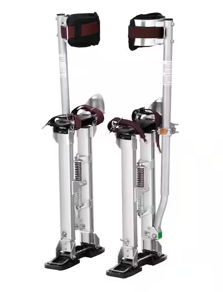 SVOPES Adjustable Drywall Stilts, 18 in. to 30 in. Aluminum Tool Stilts with Protective Knee Pads, Non-Slip Work Stilts, Silver