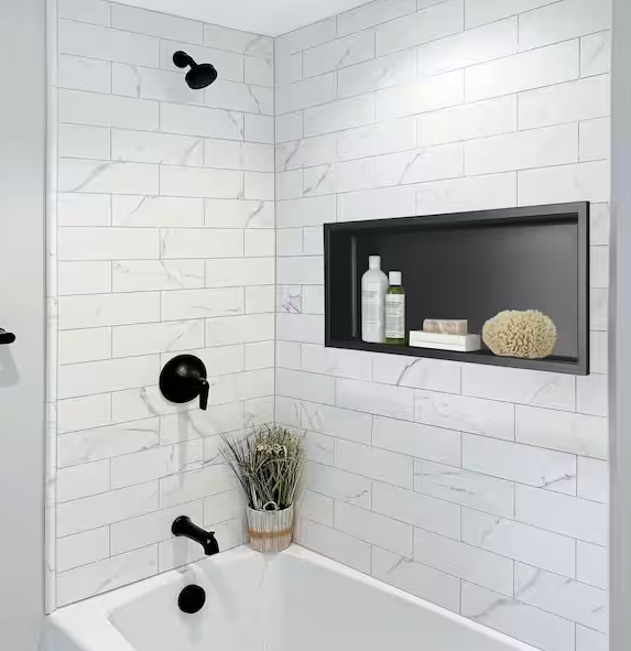 AKDY 24 in. W x 12 in. H x 4 in. D 18-Gauge Bathroom Shower Niche in Matte Black