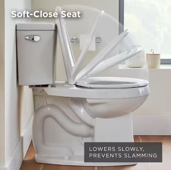Gerber Elongated Soft Close Toilet Seat in White, Quick-Release for Easy Cleaning, Heavy-Duty Fade-Resistant Plastic