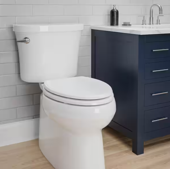 BEMIS Weston Round Soft Close Enameled Wood Never Loosens Matte Black Metal Hinge Toilet Seat in White