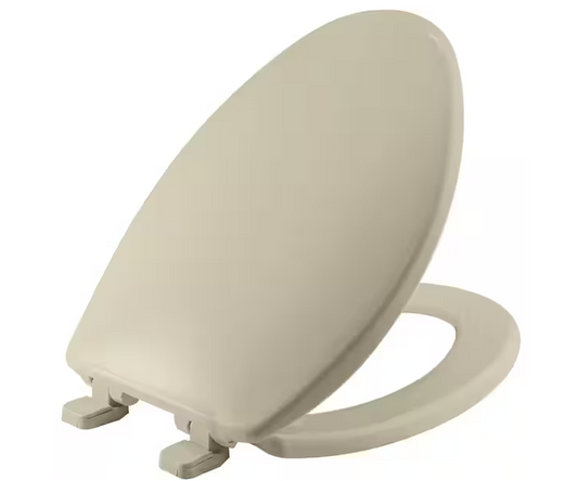 BEMIS Kimball Elongated Soft-Close Never-Loosens Plastic Toilet Seat in Bone