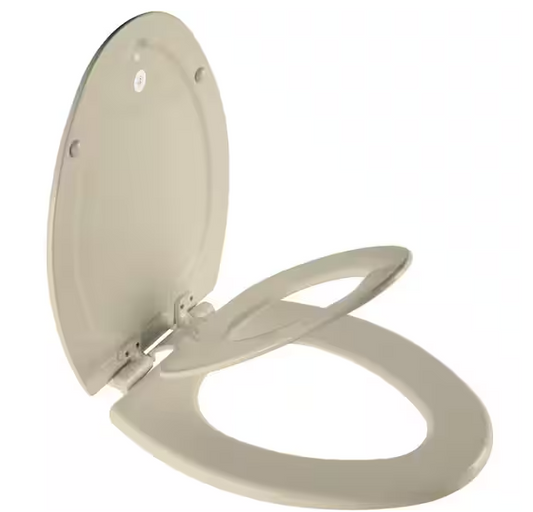 BEMIS NextStep2 Elongated Children's Potty Training Enameled Wood with Plastic Child Seat Toilet Seat in Bone