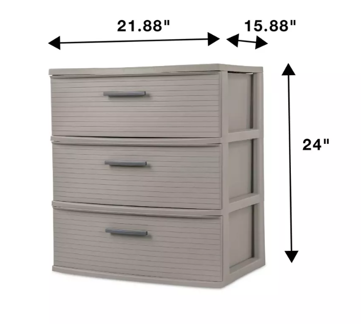 3 Drawer Wide Tower Dark Gray - Brightroom™