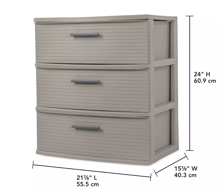 3 Drawer Wide Tower Dark Gray - Brightroom™