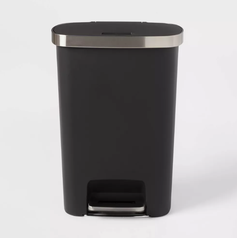 Plastic Locking Lid Step Trash Can Black - Brightroom™: 13 Gallon Indoor Kitchen Garbage Can