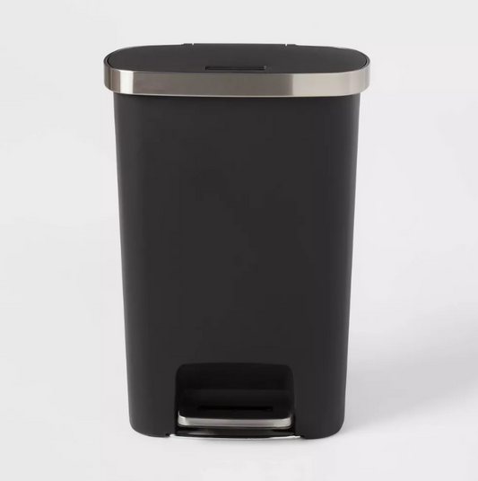 Plastic Locking Lid Step Trash Can Black - Brightroom™: 13 Gallon Indoor Kitchen Garbage Can