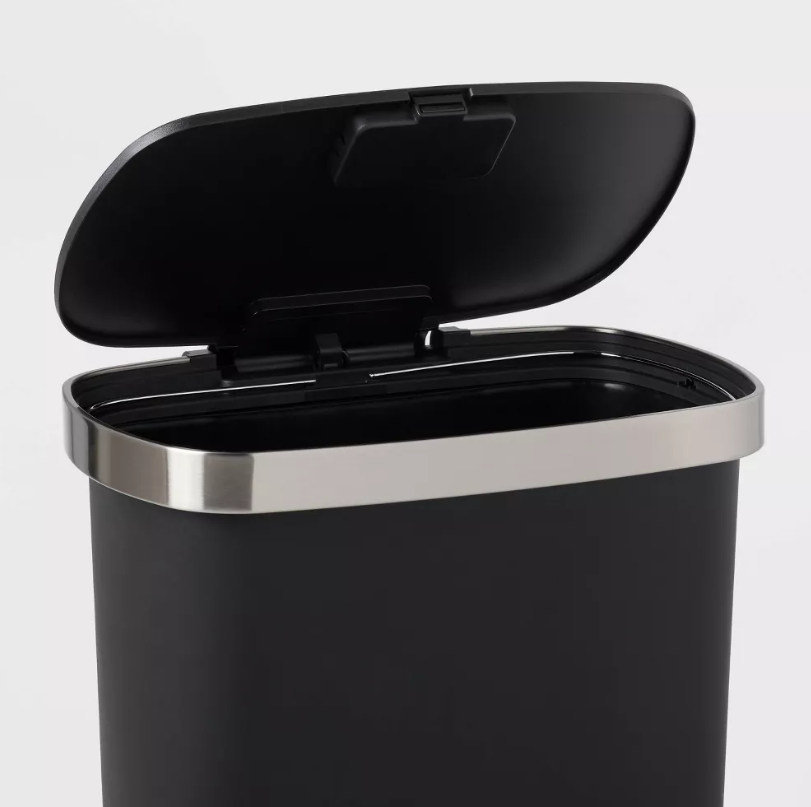 Plastic Locking Lid Step Trash Can Black - Brightroom™: 13 Gallon Indoor Kitchen Garbage Can