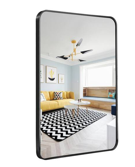 Ta. 22 in. W x 30 in. H Black Rectangle Framed Mirror