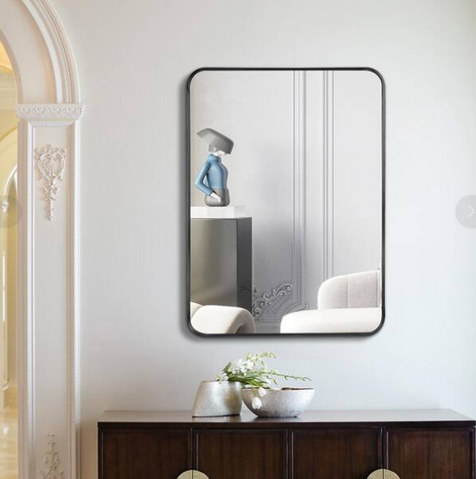 Ta. 22 in. W x 30 in. H Black Rectangle Framed Mirror
