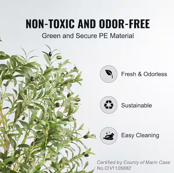 VEVOR 5 ft. Artificial Olive Tree Tall Faux Plant Secure PE Material and Anti-Tip Tilt Protection Low-Maintenance Plant
