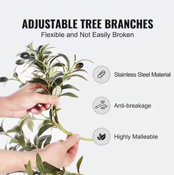 VEVOR 5 ft. Artificial Olive Tree Tall Faux Plant Secure PE Material and Anti-Tip Tilt Protection Low-Maintenance Plant